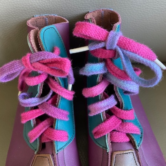 Funky 'Dragon' above-ankle booties US 7 leather lace-up multicolour - Picture 6 of 16